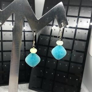 Artisan made sterling silver 925 with natural stone boho style earrings dangle.